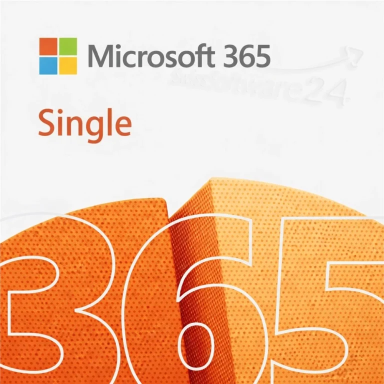 Microsoft 365 Single Cover mit Microsoft-Logo und großem „365“ in Orange