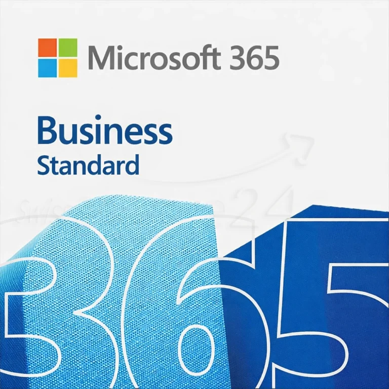Microsoft 365 Business Standard Cover mit Microsoft-Logo und großem „365“ in Blau